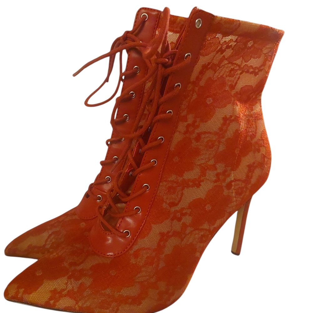 INC International Concepts Orange Lace-Up Heels
